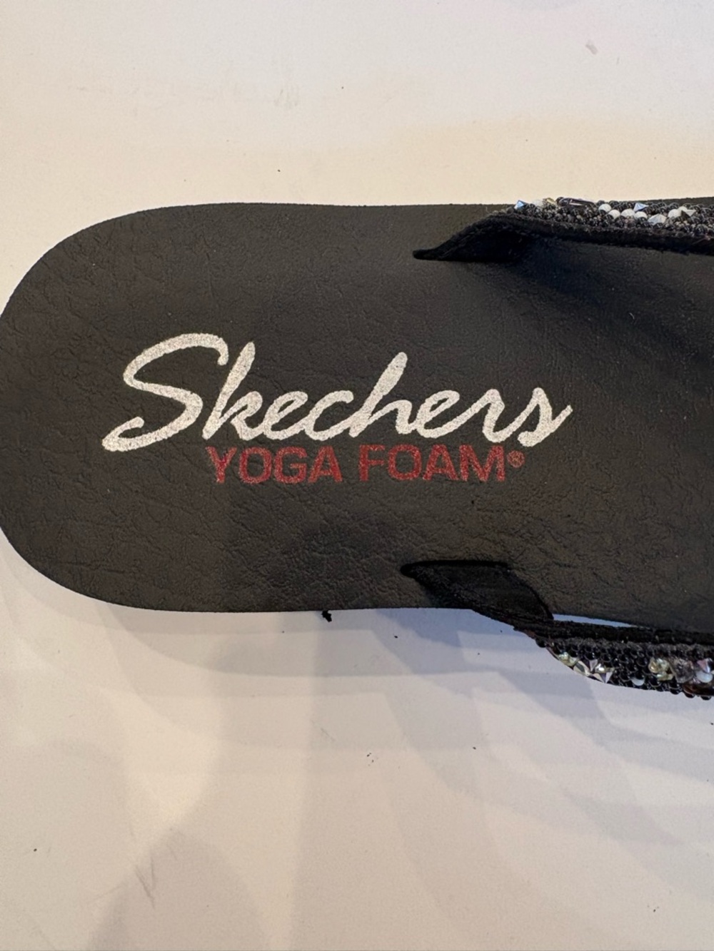 Skechers Black Flip Flop Sandals with Sparkle Straps - Picture 5 of 6